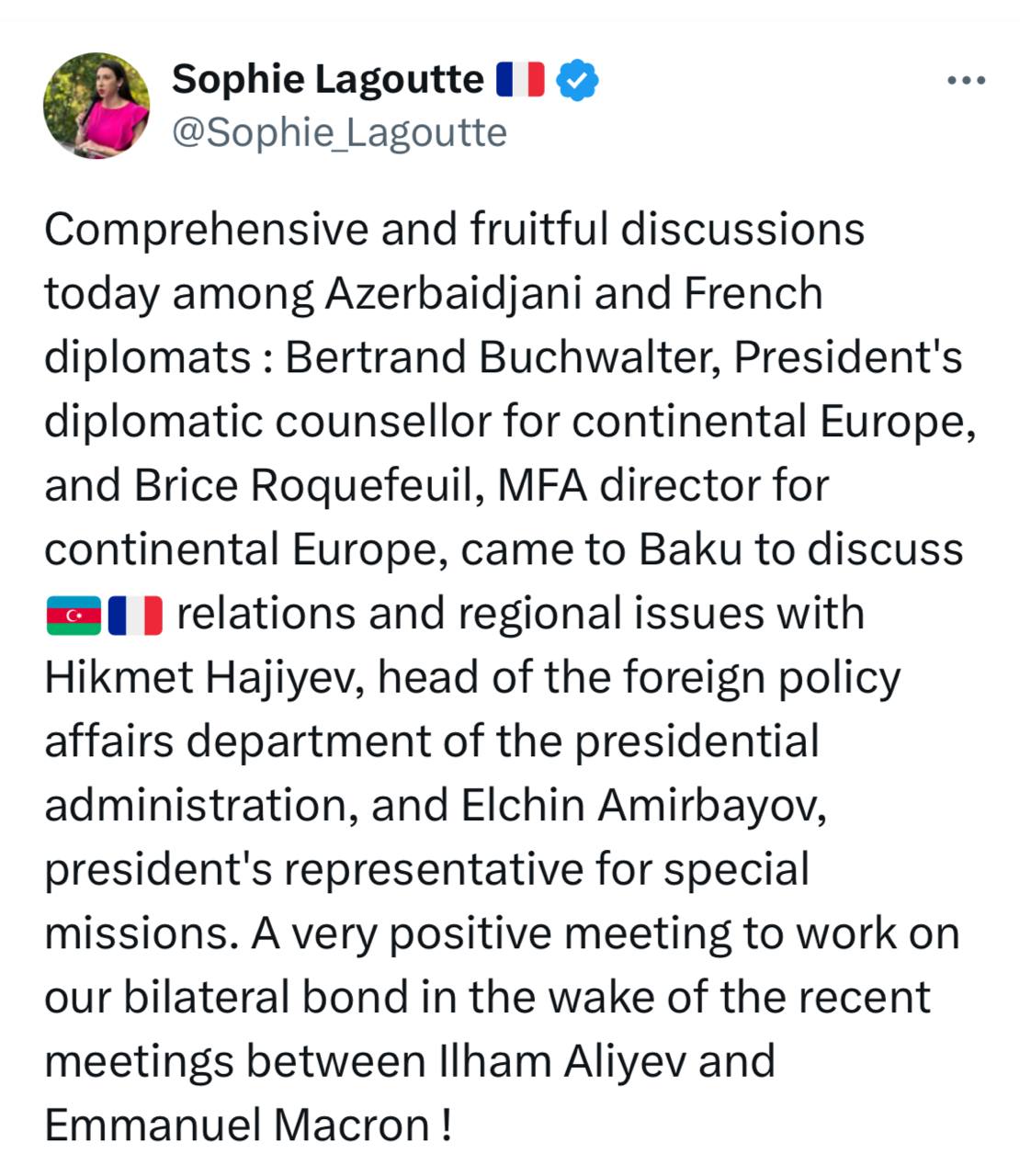 Fransa və Azərbaycan diplomatları arasında danışıqlar oldu - FOTO
